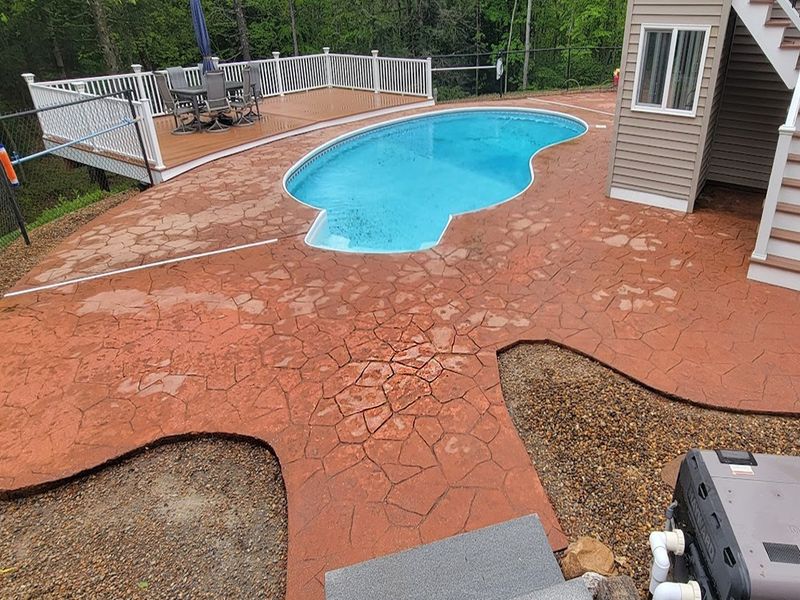 Stamped concrete resurfacing pool deck project