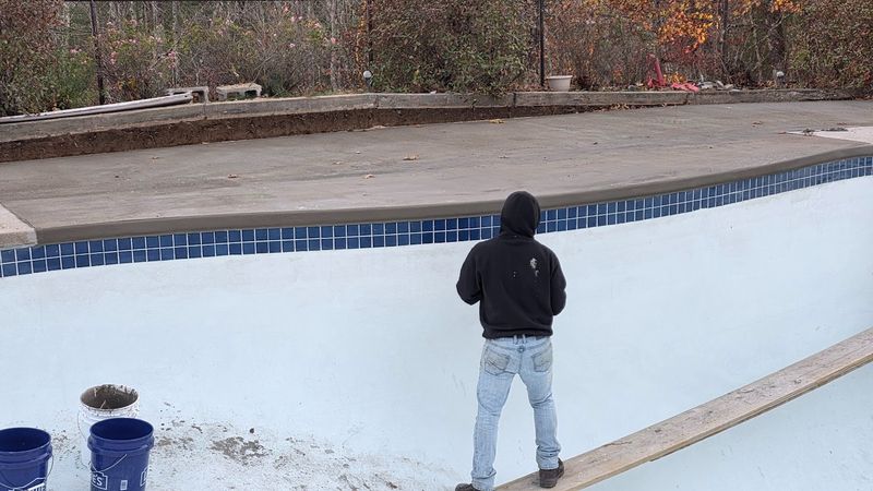 Pool deck addition with seamless concrete finish