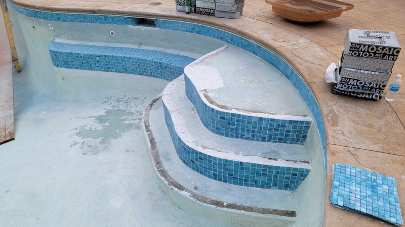 Waterline tile replacement finished residential pool