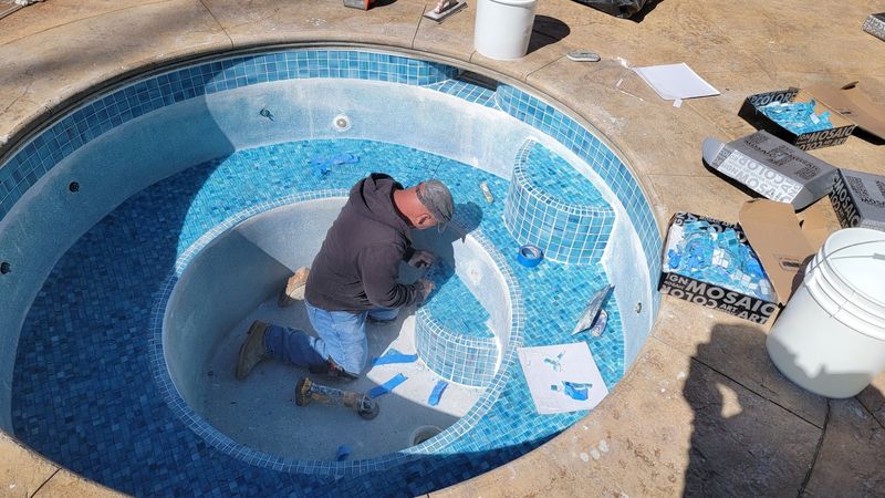 Pool waterline tile project completed Connecticut